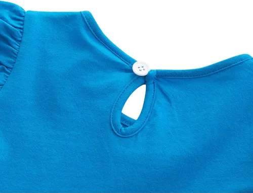 Vista 5 de Vestidos casuales de unicornio de algodón de manga corta y cuello redondo para niñas de 2 a 7 años