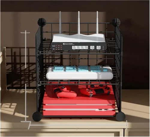 Vista 7 de Soporte flotante para estante enrutador, estante inalámbrico para módem WiFi, estante de almacenamiento para almacenamiento doméstico para objetos