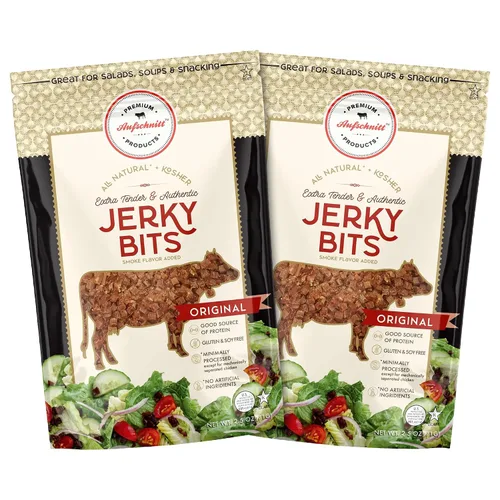 Vista 9 de Aufschnitt Jerky Bits - Bocadillos saludables hechos de carne de res y pollo, con alto contenido de proteínas, kosher y apto para dieta cetogénica