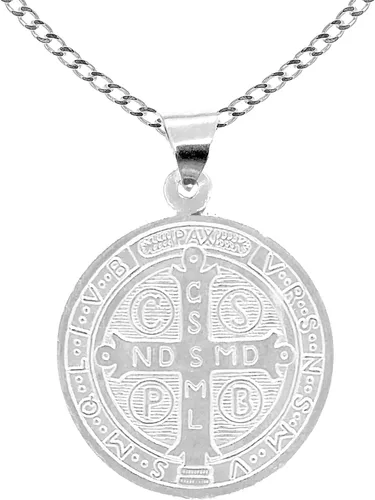 Vista 2 de Ritastephens - Collar con medalla grande o jumbo para hombre de plata de ley
