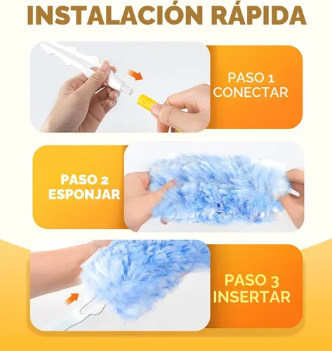 Vista 4 de Recargas de plumero resistentes para Swiffer Duster, 20 unidades de recargas de plumero con 1 asa, plumeros multisuperficie de 360° con 4