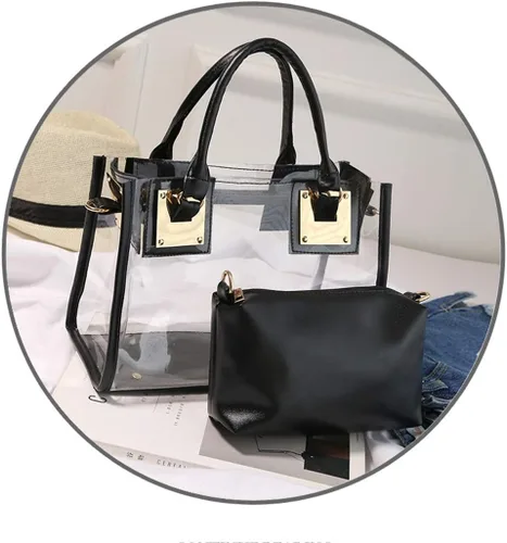 Vista 4 de Bolso bandolera transparente para mujer, bolso de mano de moda de diseñador 2 en 1