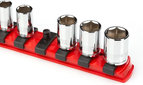Vista 3 de TEKTON guía de llaves de 1/4 pulgadas x riel de 20.3 cm, 13 clips (rojo) OSR01113 Fabricado en EE. UU