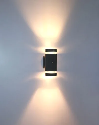 Vista 6 de Lámpara de pared para exteriores moderna con sensor de atardecer a amanecer, montaje en pared, impermeable, antioxidante, semi cilindro arriba