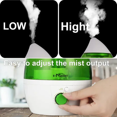 Vista 4 de Humidificador de niebla fría para dormitorio y habitaciones pequeñas, boquilla silenciosa de rotación de 360°, ajustable, luz nocturna y apagado
