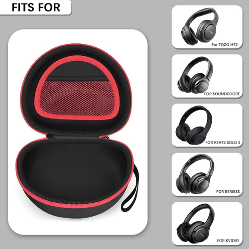 Vista 2 de Funda para auriculares compatible con Mpow 059, Beats Studio3, Beats Solo3, Solo2, Picun P26, para Elecder i39 y más, auriculares inalámbricos Negro