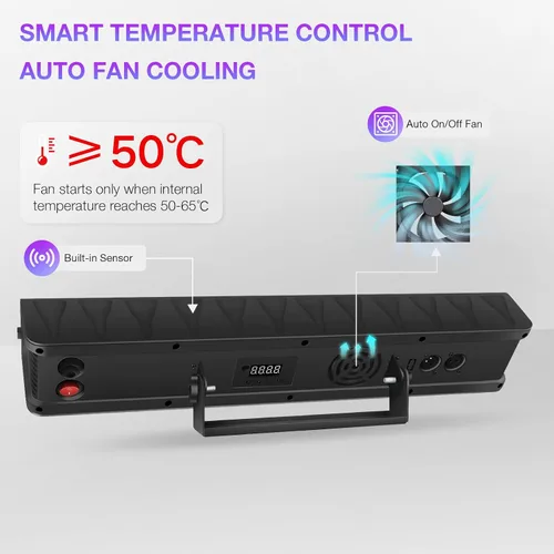 Vista 3 de Barra de luz LED para lavado de escenario, paquete de 2: mezcla de colores RGBW de 60 W - Tiras RGB de doble cara - DMX y activado por sonido