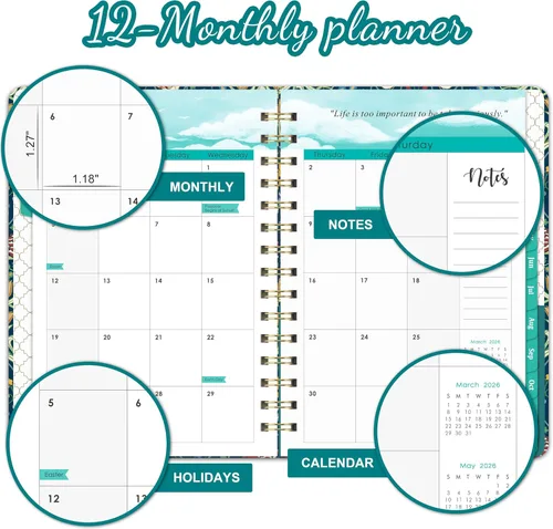 Vista 5 de Agenda 2026 – Agenda mensual 2026, enero 2026 – diciembre 2026, 8.46 x 6.37 pulgadas, planificador calendario, planificador semanal mensual
