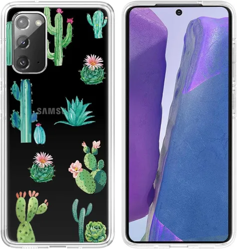 Vista 3 de Funda de teléfono para Galaxy Note 20 5G, Samsung Note 20 para niñas y mujeres, TPU suave y transparente, a prueba de golpes, funda protectora Cactus