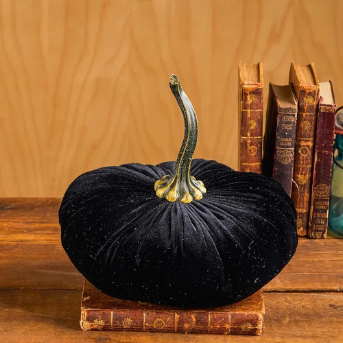 Vista 4 de Your Heart's Content Calabaza de terciopelo de 9 pulgadas, decoración de otoño hecha a mano, centro de mesa de boda de otoño, decoración rústica