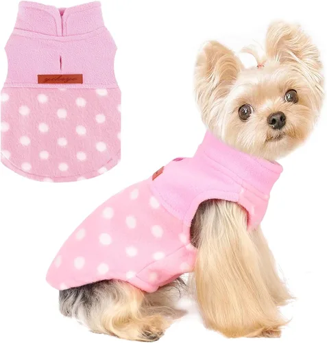 Vista 4 de Suéteres de forro polar para perros pequeños, niña y niño, suéter cálido y suave para mascotas, ropa festiva para gatos y perros, suéter