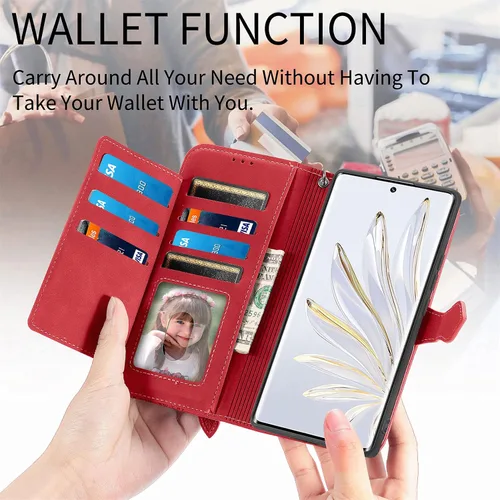 Vista 4 de Funda compatible con Xiaomi Poco X3 GT, cartera con cremallera, compatible con Redmi Note 10 Pro (China) 5G de piel sintética con cierre magnético