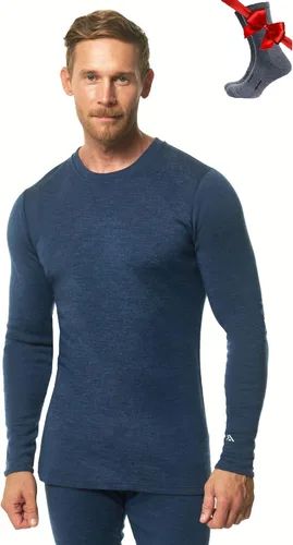 Vista 22 de 100% Merino Wool Base Layer Mens - Long Sleeve Thermal Shirts with Socks .320 negro