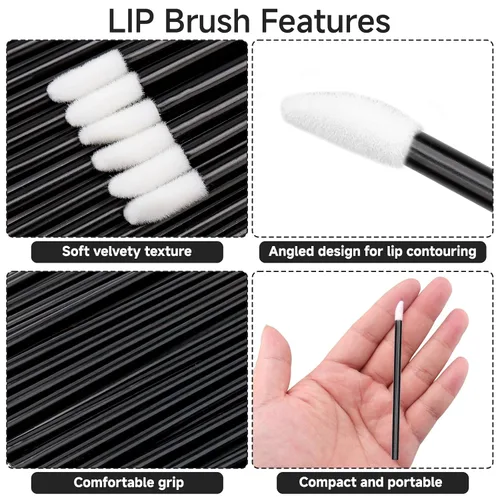 Vista 3 de G2PLUS 100 aplicadores de brillo de labios, cepillos de labios desechables, aplicadores de brillo de labios, aplicadores de brillo de labios
