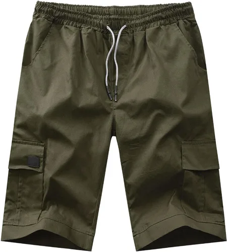 Vista 2 de Wabtum Pantalones cortos cargo para hombre con bolsillos, pantalones cortos de senderismo casuales para hombre, pantalones cortos de pesca al aire