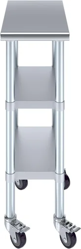 Vista 2 de AmGood Stainless Steel Work Table with 2 Shelves and Casters Metal Utility Table On Wheels