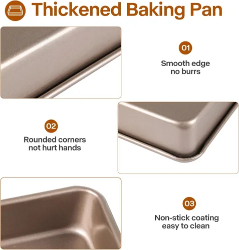 Vista 13 de Juego de moldes para hornear profundos, 3 piezas rectangulares