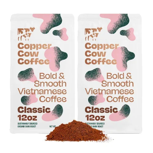 Vista 13 de Copper Cow Café vietnamita molido prémium, 10 OZ Café negro clásico Tostado oscuro Café vietnamita