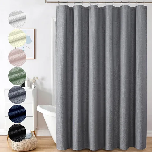 Vista 30 de OVZME Cortina de ducha de tela Berry Stall de 36 x 72 pulgadas, suave y gofre, pequeña cortina de ducha negra para baño con textura para un