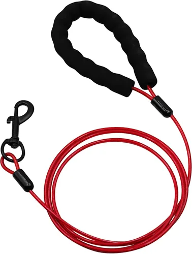 Vista 8 de Correas resistentes para perros a prueba de mordidas y cómodo mango acolchado de 4/5/6 pies, cuerda de seguridad de metal de acero con hebilla