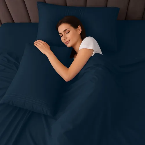 Vista 111 de LUX Décor - Juego de sábanas Twin de microfibra ultrasuave de 3 piezas con sábana encimera, sábana bajera de 16 pulgadas de profundidad y funda