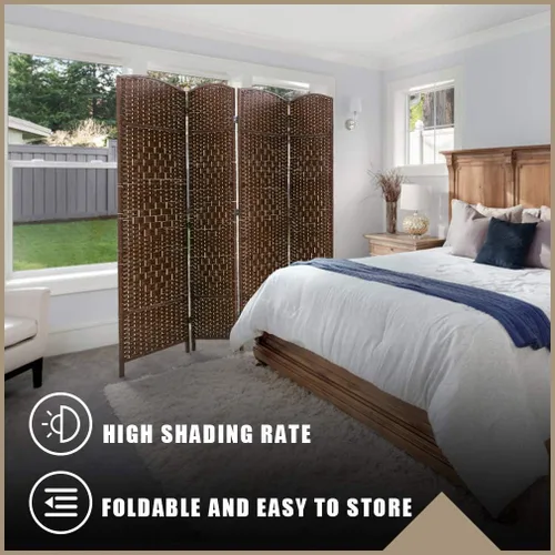 Vista 5 de Vnewone - Divisor de habitación de 6 pies de alto, fibra de tejido de diamante, pantalla de privacidad, divisor de habitación plegable para sala