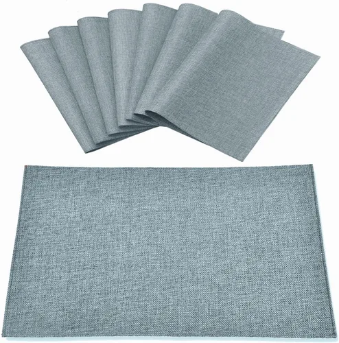 Vista 11 de Juego de 8 manteles individuales de tela tipo lino, lavables a máquina, resistentes al calor, sin arrugas, de poliéster grueso, para cocina, mesa
