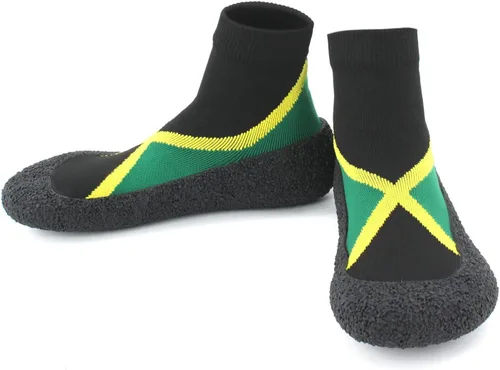 Vista 2 de Zapatos tipo calcetín descalzos para mujer y hombre, para deportes acuáticos, yoga, saltar, playa, caminar, fitness, calzado jamaicano, rasta, afro