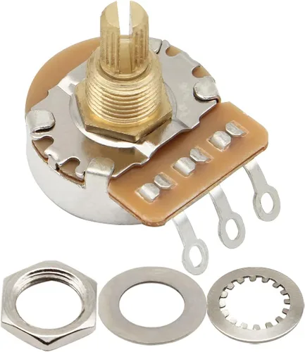 Vista 3 de FLEOR Potenciómetro de guitarra de eje dividido corto de 2 piezas A250K de 0.610 in, 24 líneas