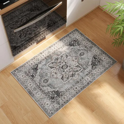 Vista 143 de Rugcomf Alfombra de Entrada de 2'x3' - Patrón Paisley, Tapete para Puerta de Entrada Interior, Floral Vintage, Lavable a Máquina, Alfombra