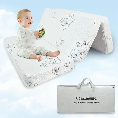 Vista 8 de Colchón Pack and Play, colchón de espuma viscoelástica de gel transpirable de 38 x 26 pulgadas para bebé pequeño, colchón de doble cara para Pack n