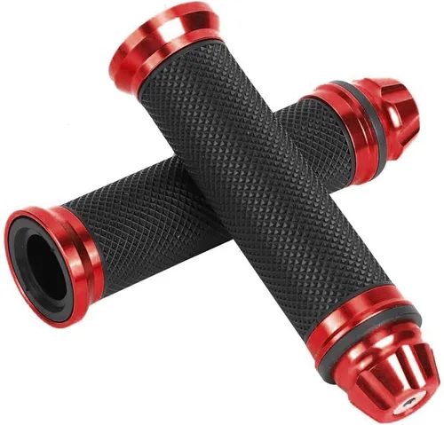 Vista 7 de Manillar de motocicleta, manillar de goma de aluminio para motocicleta, compatible con mango de bicicleta de 7/8 (rojo)