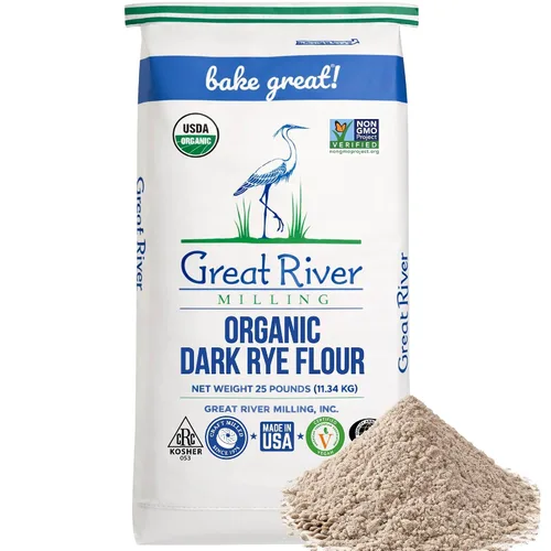 Vista 11 de Great River Milling Harina de centeno oscuro orgánica Grano entero, sin transgénicos, kosher, sin bromatos Sabor terroso para pan de centeno