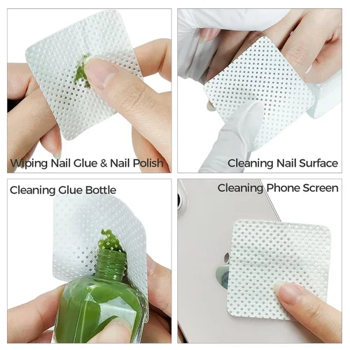 Vista 6 de 540 toallitas de uñas sin pelusas, color blanco, no tejidas, suaves toallitas quitaesmalte para uñas de gel, extensiones de pestañas y suministros