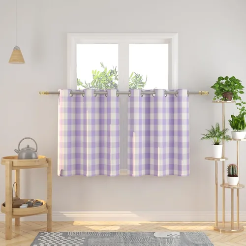 Vista 127 de Cortinas de 24 pulgadas de largo con diseño Buffalo Check Gingham Plaid para ventanas de cocina y baño, tratamiento para ventanas con 2 paneles