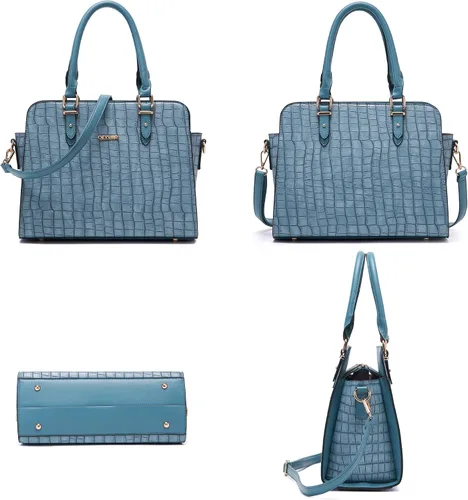 Vista 4 de Qiyuer Bolso tipo cartera para mujer, con asa superior, juego de 2 bolsas de trabajo