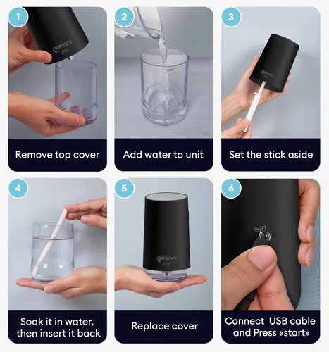 Vista 3 de GENIANI Humidificador portátil pequeño de niebla fría, alimentado por USB (no recargable), humidificador de escritorio compacto para plantas
