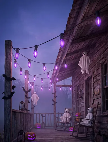 Vista 6 de 25 Pack C7 E12 Purple LED Replacement Bulbs for Outdoor String Lights 0.6W Design, 120V, Dimmable design, IP65 Shatterproof Plastic for Halloween