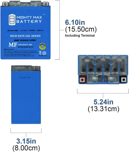 Vista 2 de Mighty Max Battery 12V 12AH 165CCA GEL Replacement Battery Compatible with Fire Power YB12A-A - 8 Pack