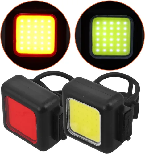 Vista 9 de VANZACK Bicycle Light Set Compact Off-Road Bike Front Headlight Rear Tail Light USB Rechargeable Waterproof for Outdoor Cycling