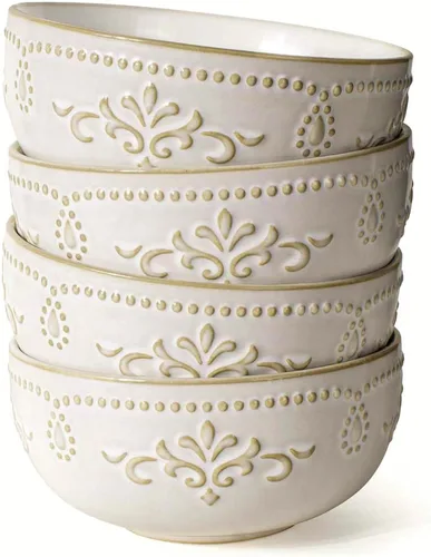 Vista 14 de Artena Juego de 4 cuencos pequeños de cerámica de 12 onzas para postre, cuencos para cocina, helado, guarniciones, arroz, cereales, frutas, 4.5