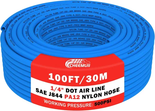 Vista 27 de CheeMuii 30 pies 1/4 línea de aire DOT 1/4" PA12 tubo neumático de nylon 9.1 metros 1/4 pulgada OD tubo de aire neumático tubo de línea de aire