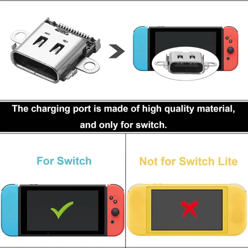 Vista 3 de Paquete de 3 puertos USB C de repuesto para Nintendo Switch, puerto de carga tipo C, conector de carga para consola NS con herramientas