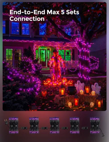 Vista 5 de Guirnalda de luces incandescentes púrpura de 20 pies para decoración de fiesta