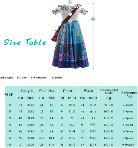 Vista 3 de Vestido de disfraz para niñas cosplay Isabela Madrigal princesa disfraz de Halloween con lentes y aretes