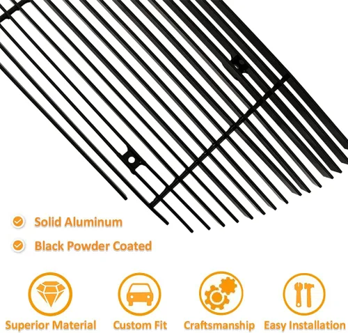 Vista 3 de Inserto de parrilla frontal de aluminio con estilo barra compatible con Ford F-150/Lightning/Harley Davidson 1999-2003 (sin logotipo visible)