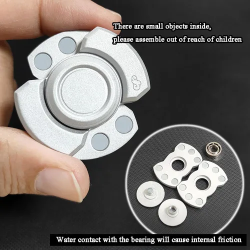 Vista 6 de 3 en 1 Mini Fidget Spinner, hacer clic, deslizar y girar 3 modos Fidget Toys para adultos, aleación de zinc rotación de velocidad Fidget Spinner