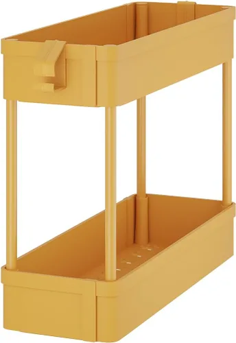 Vista 3 de Organizador de almacenamiento para debajo del fregadero, cesta de almacenamiento de 2 niveles para debajo del baño, carrito de almacenamiento