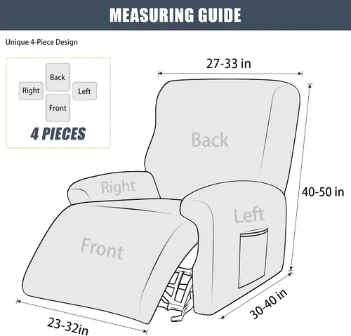 Vista 6 de CONRUSER Fundas para sillas reclinables, fundas elásticas de terciopelo de 4 piezas, funda para sofá individual, protector suave de muebles