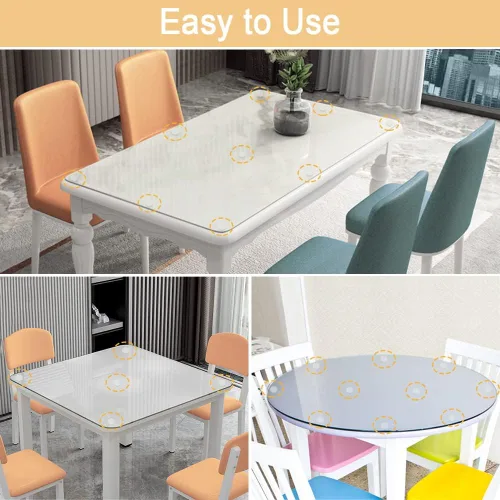Vista 4 de Protector de mesa de vidrio suave transparente autoadhesivo de alta calidad, antideslizante y arañazos para mesa de cristal, almohadillas redondas